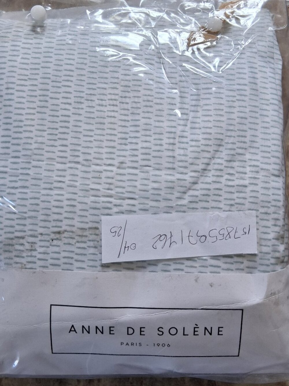 Anne De Solene Paris Enchantement Cotton Percale White/Aqua QUEEN Fitted Sheet